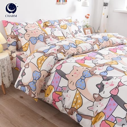 ชุดผ้าปูที่นอน 6 ฟุต 3 ชิ้น CHARM สี FAMILY MEOW คอลเลคชั่น DREAMY (ไม่รวมผ้านวม)_9